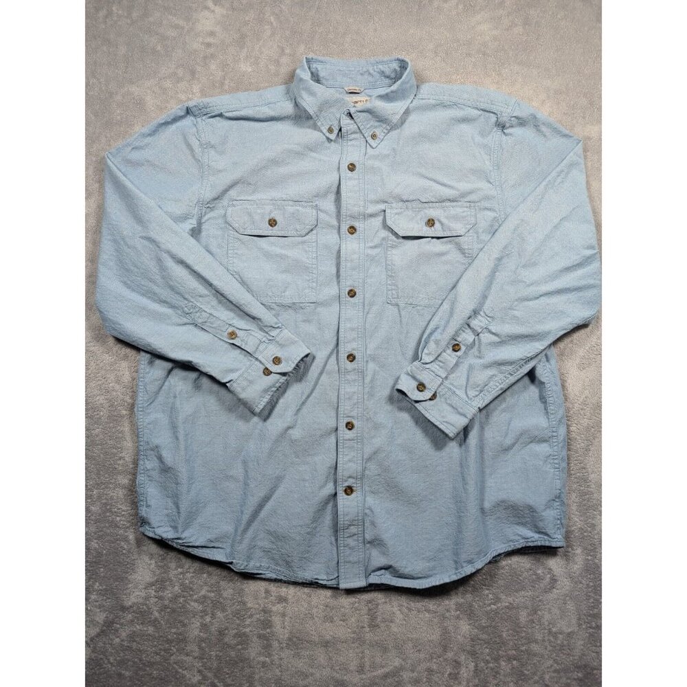 Carhartt Button Up Shirt Men XL Blue Original Fit Chore Rugged Tuff Barn Outdoor